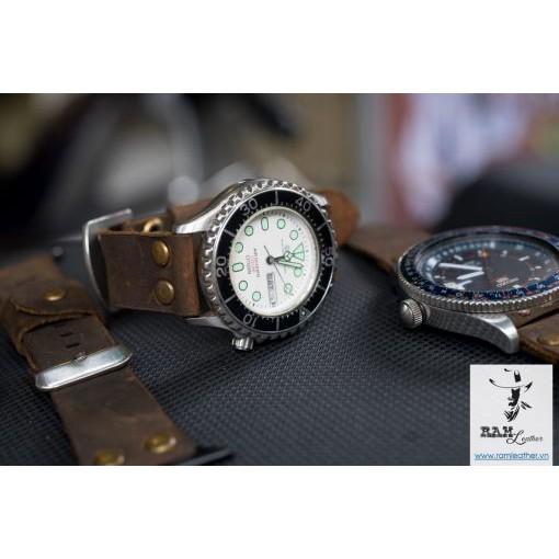 DÂY ĐỒNG HỒ PHI CÔNG DA SÁP NGỰA ĐIÊN CỰC CHẤT – RAM PILOT SÁP NGỰA – ĐỦ SIZE