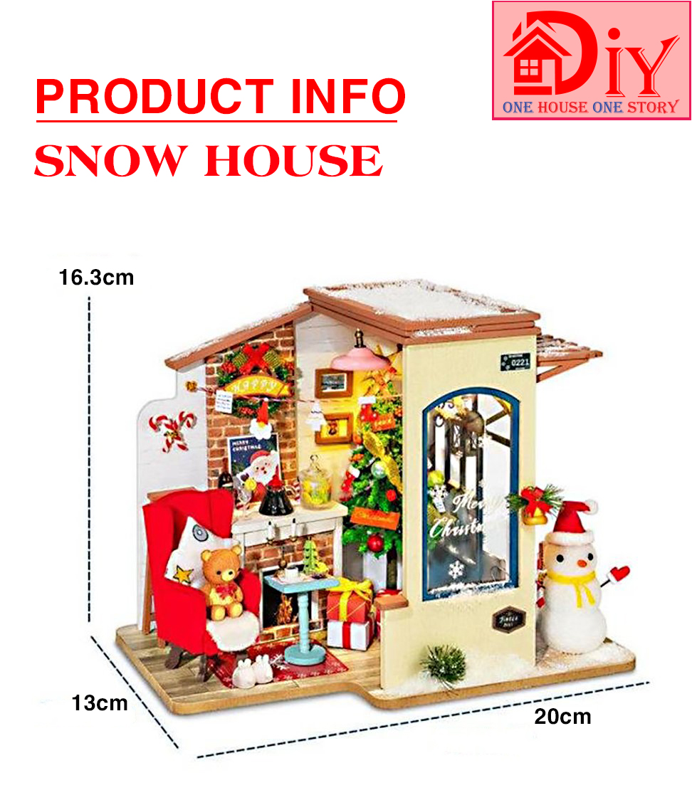 Mô hình nhà búp bê lắp ráp bằng gỗ SNOW HOUSE -- Quà tặng giáng sinh