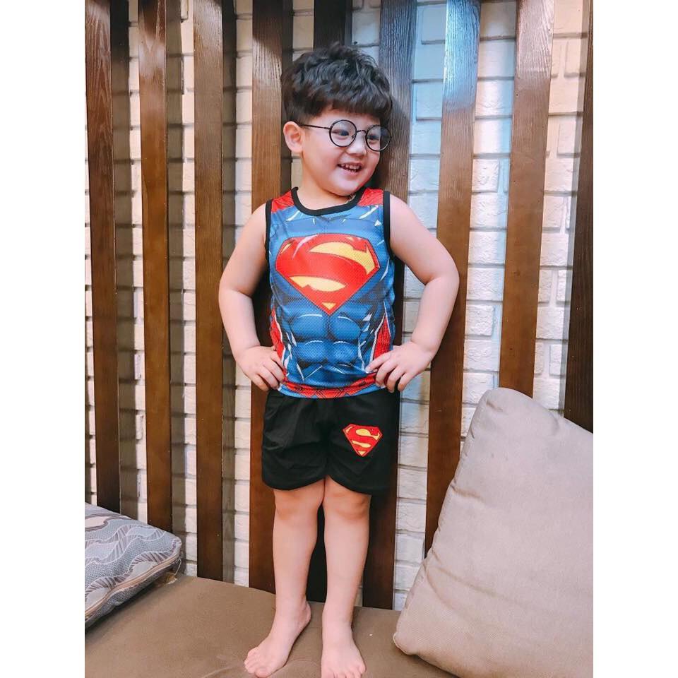 Bộ bé trai siêu nhân thun cotton xinh mát mùa hè hàng vnxk