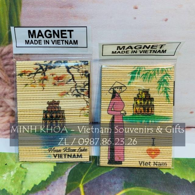 Dán Nam Châm Mành Tre Lưu Niệm Phong Cảnh Việt Nam 6*8 cm - Handmade Bamboo Fridge Magnet