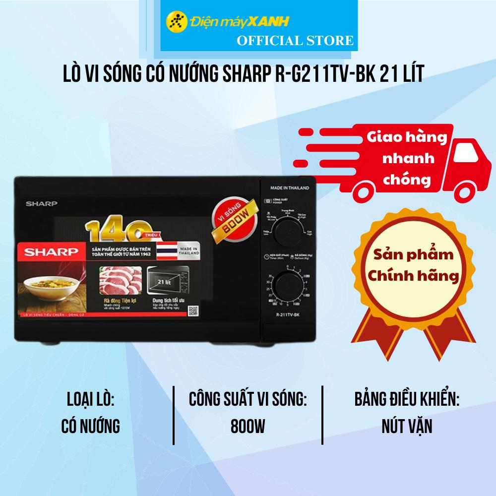 Lò vi sóng có nướng Sharp R-G211TV-BK 21 lít - Hàng Chính Hãng