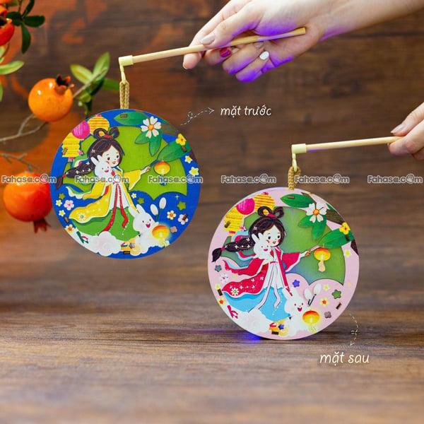 Lồng Đèn Trung Thu Gỗ 2 Mặt Màu - Bách Mộc - Chị Hằng