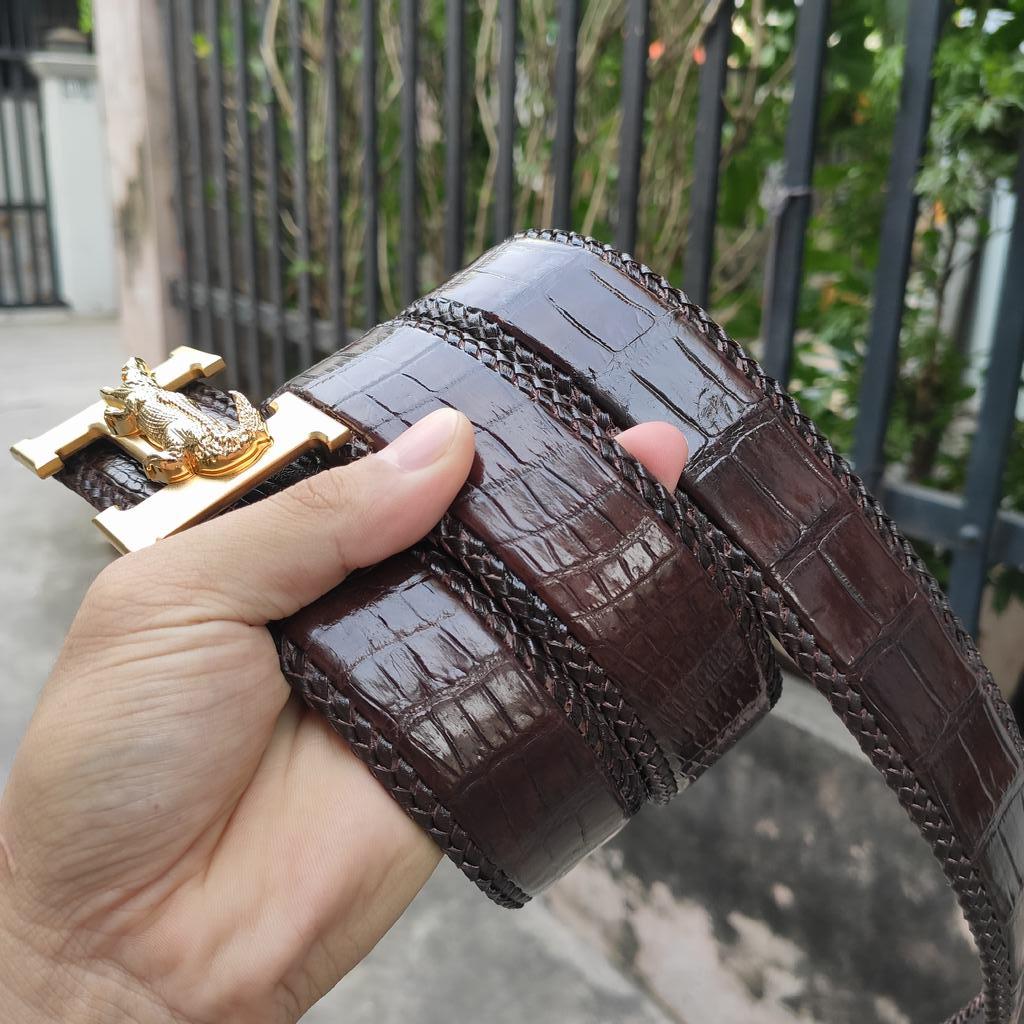 Dây nịt da bụng cá sấu liền tấm 4cm