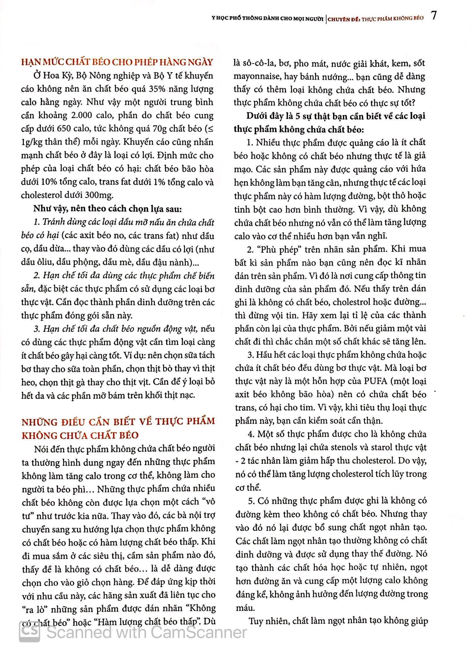 Y Học Phổ Thông Dành Cho Mọi Người - Chuyên Đề: Thực Phẩm Không Béo