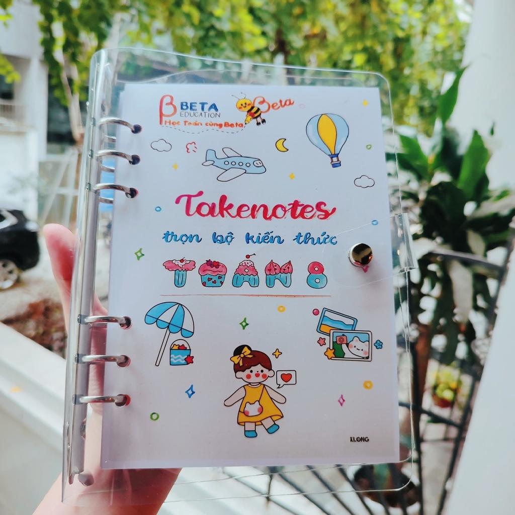 Sổ takenote toán 8, sổ tay ghi chép toán 8, sổ lò xo bìa trong Beta, sổ còng đóng Binder làm sổ planner bullet journal