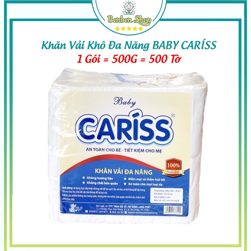 Khăn vải khô đa năng Baby Cariss 500 tờ x 19cm (0,5kg)