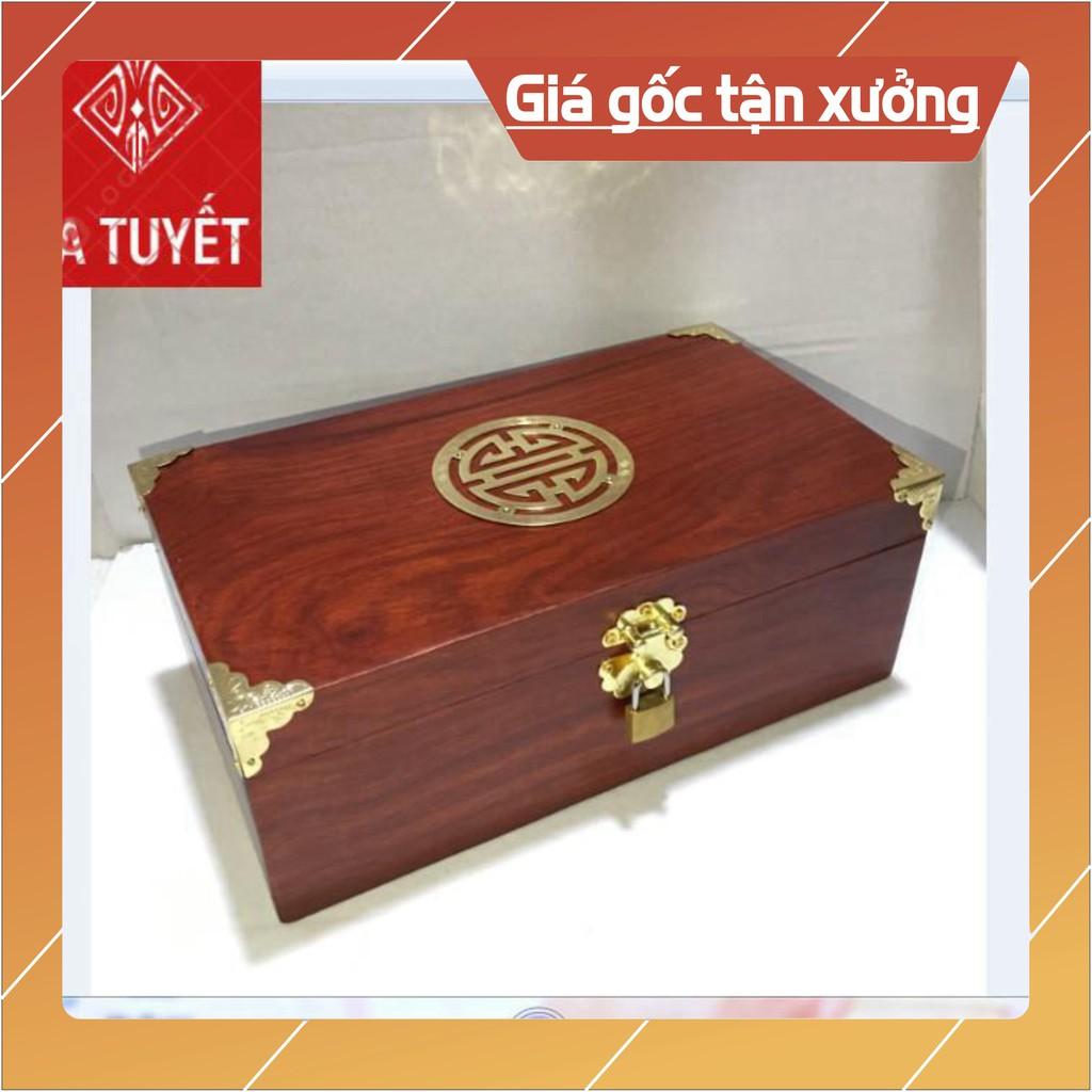 HỘP ĐỰNG CON DẤU, TRANG SỨC GỖ HƯƠNG CHỮ THỌ SIZE TO 26CM-KÈM KHÓA MINI