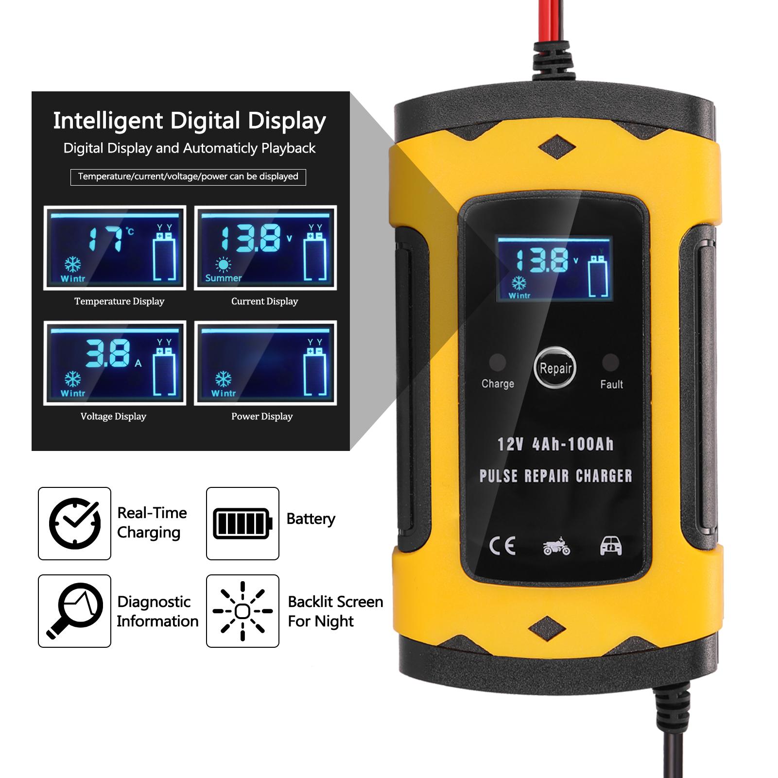 Digital LCD Display 12 V 6A Motorcycle Battery Recharger for Lead Acid Battery Auto Moto Battery Recharging Tool