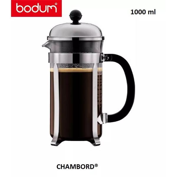 Bình pha trà, cà phê kiểu Pháp Bodum Chambord 1L màu inox 1928-16, xuất xứ Bồ Đào Nha