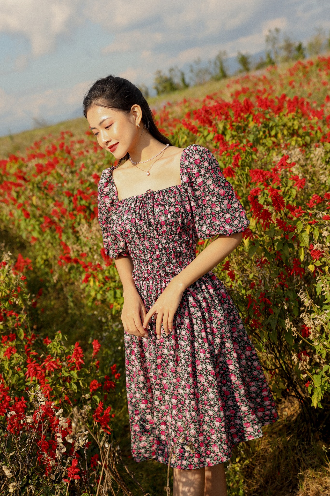 OLV - Đầm Hibiscus Square Neck Dress