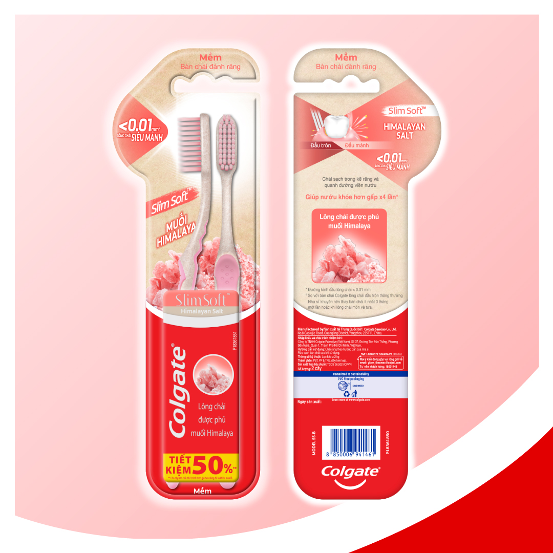 Bộ 2 Bàn chải đánh răng Colgate chứa tinh chất muối hồng Himalaya