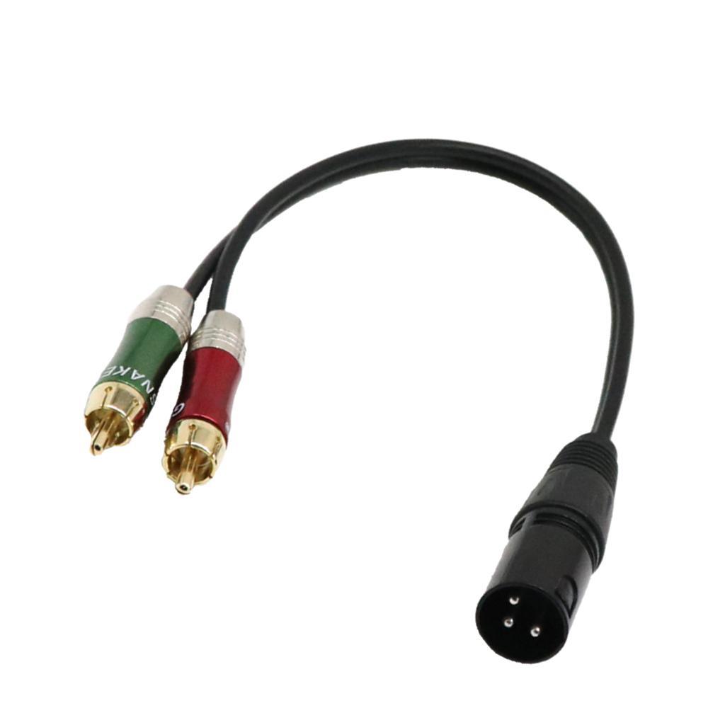2 Pieces 1 XLR Male to 2 RCA Male ,XLR Adapter Plug to 2 x Phono RCA Plug Adapter Cable Lead 30cm Splitter Patch Y Cable