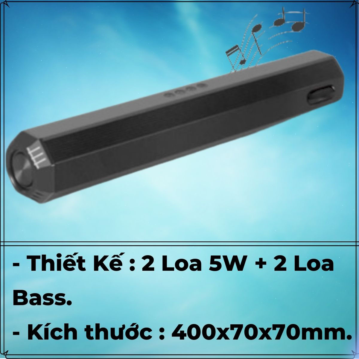 Loa Bluetooth A21 Nghe Nhạc 2 Loa 5W Công Suất Lớn + 2 Bass, Pin 1200mAh, Bass Mạnh, Hỗ Trợ Khe Cắm Thẻ Nhớ, USB, Đài FM