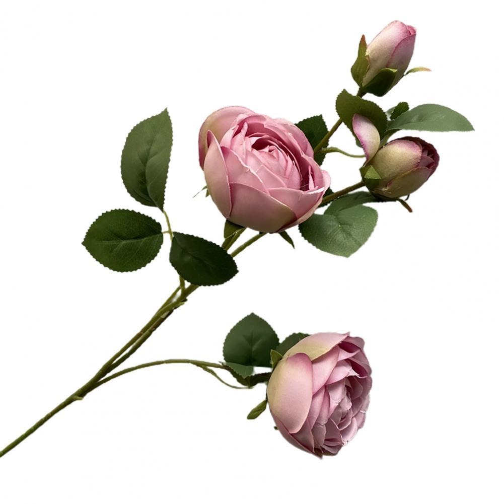 Hoa lụa cao cấp, cành 4 bông hoa hồng Pháp decor phòng khách ...