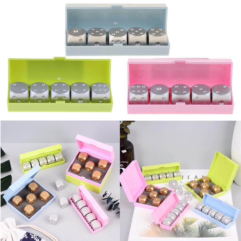 5pcs/set Aluminum Alloy Metal Silver Cube Dice Gift Role Play Games, Lightweight, durable and portable