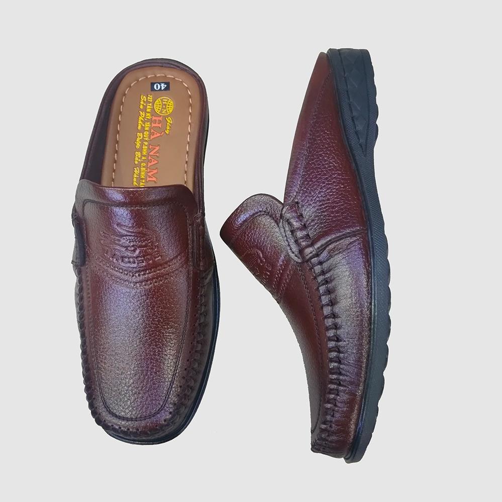 Dép Bít Mũi Nam Da Bò Thật HÀ NAM Cao Cấp GSB20105