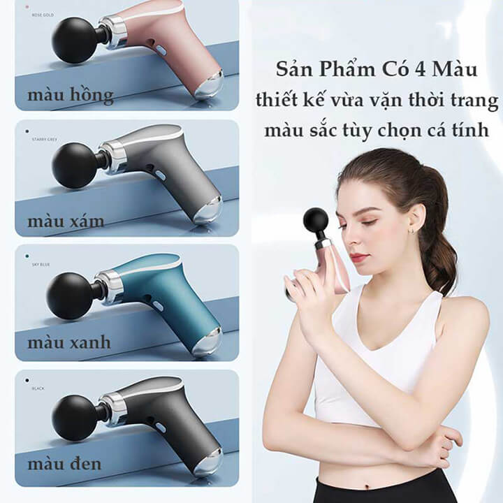 Máy massage cầm tay 8 đầu đấm lưng mát xa cổ vai gáy đa năng giảm đau nhức mệt mỏi, súng matxa toàn thân