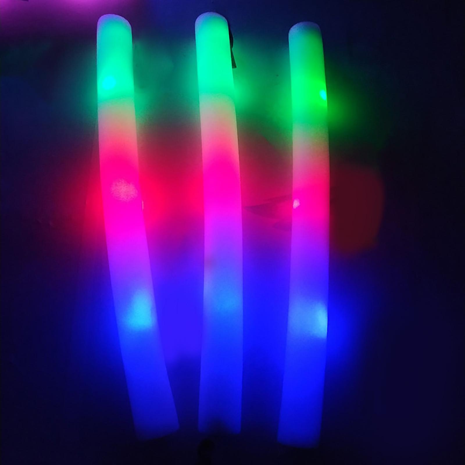 LED Foam Sticks 3 Modes Flashing Effect Colorful LED Glow Sticks Glow Sticks for Birthdays Carnival
