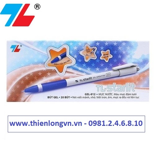 Hộp 20 cây bút gel 0.5mm Thiên Long; GEL-012 mực xanh