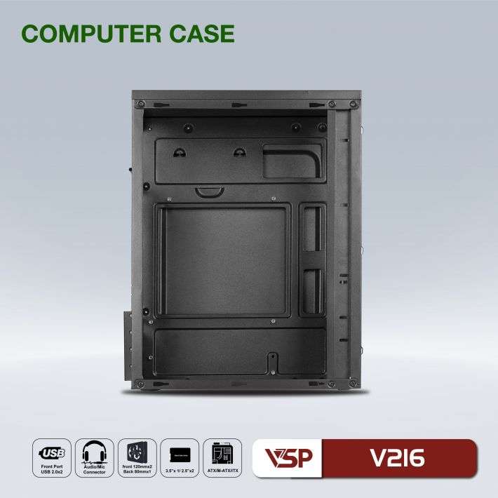 Vỏ Case máy tính Case VSP V216 (mATX) Mặt trước có sẵn led RGB - JL  - HÀNG CHÍNH HÃNG