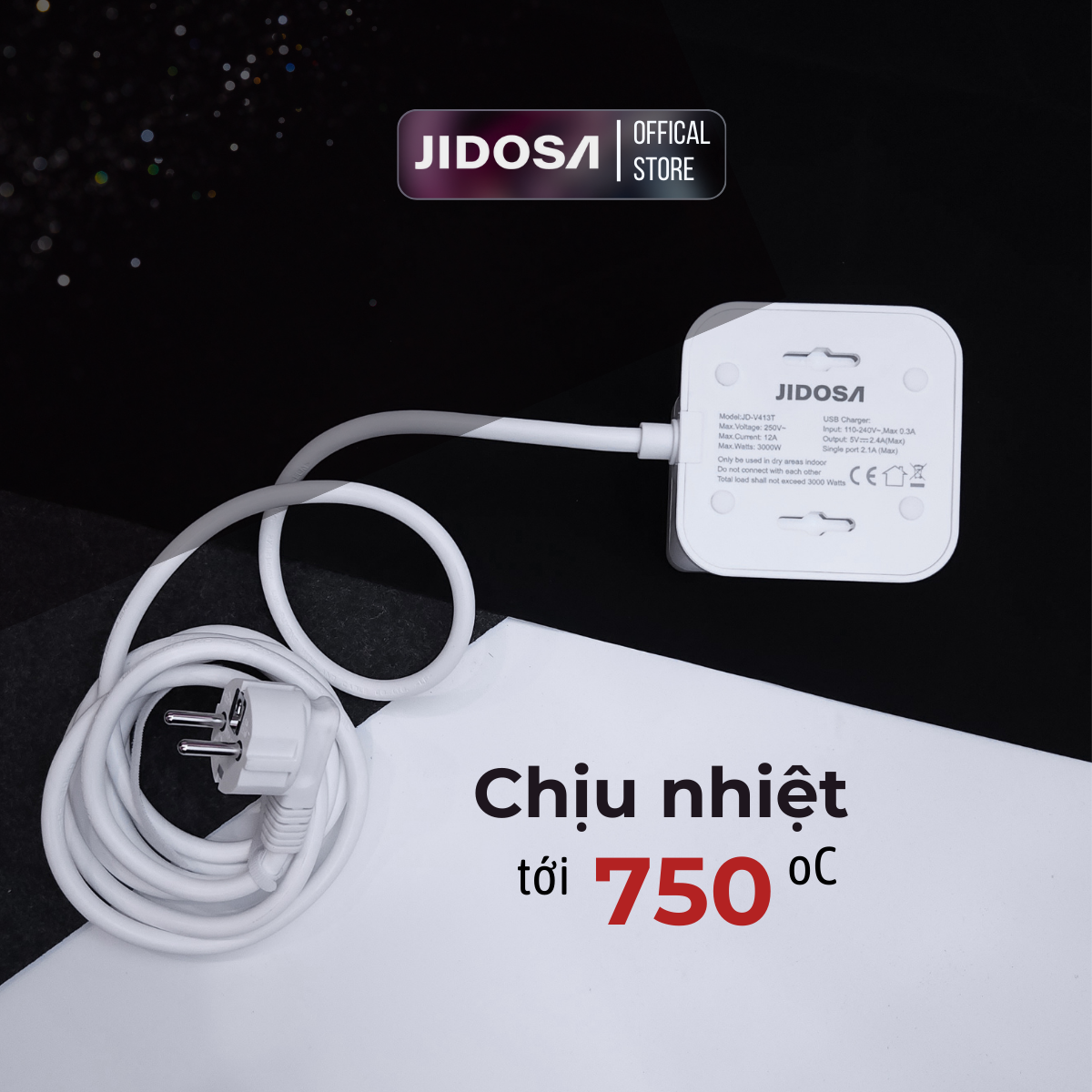Ổ Cắm Điện JIDOSA Tích Hợp Ổ USB Và Type C Hình Tháp Đa Năng Công suất 3000w Thiết Kế Thông Minh