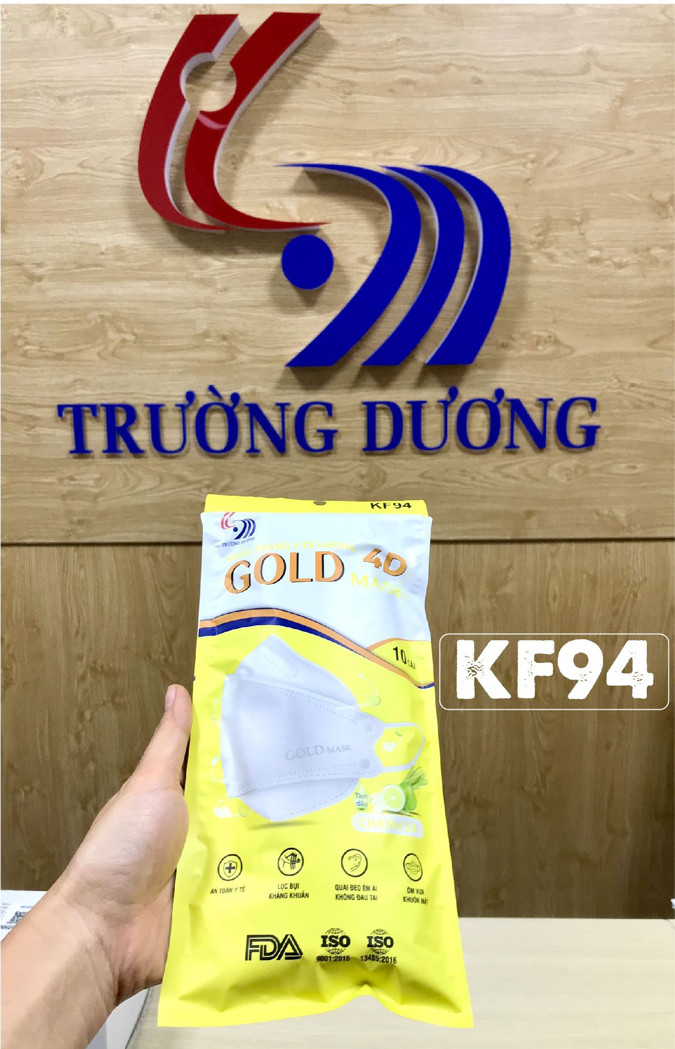 Khẩu trang y tế Hương tinh dầu Chanh Sả 4D Gold Mask (KF94) - Túi 10 chiếc