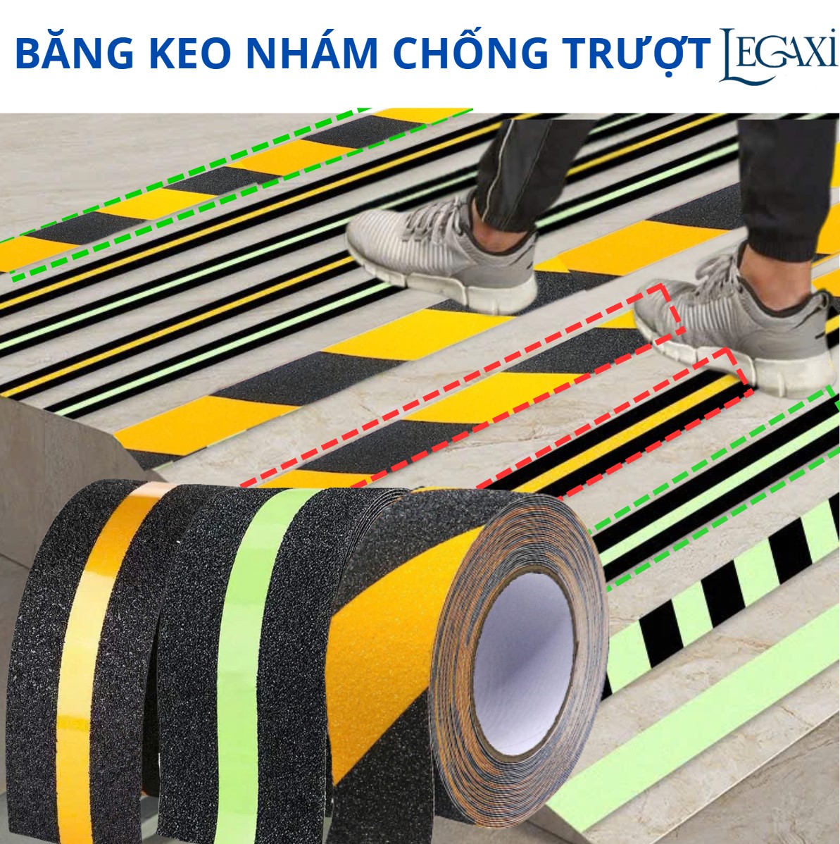 Băng Keo Chống Trượt 5cm x 5 Mét Chống Trơn Trượt Sàn Nhà, Cầu Thang An Toàn Cho Trẻ Em, Người Lớn