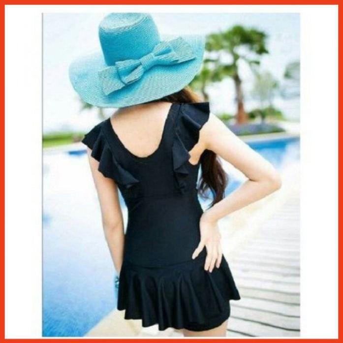 Bikini Áo Tắm Đồ Bơi Nữ 1 Mảnh Bèo Tay Dáng Váy Kín Đáo (Có Quần Bên Trong Váy) Đồ Tắm Một Mảnh Thời Trang