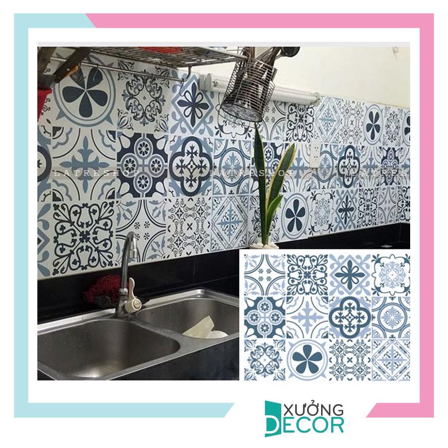 Miếng decal dán bếp dán tường nhà tắm decor chịu nhiệt dễ lau chùi đề can loại 1 - Aqua - khổ 40x60cm 0005