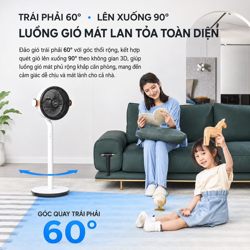 Philips ACR4144CF - Quạt Tuần Hoàn Không Khí Serial 4000, Động Cơ Biến Tần Inverter, Tiết Kiệm Điện, Hàng Nhập Khẩu.