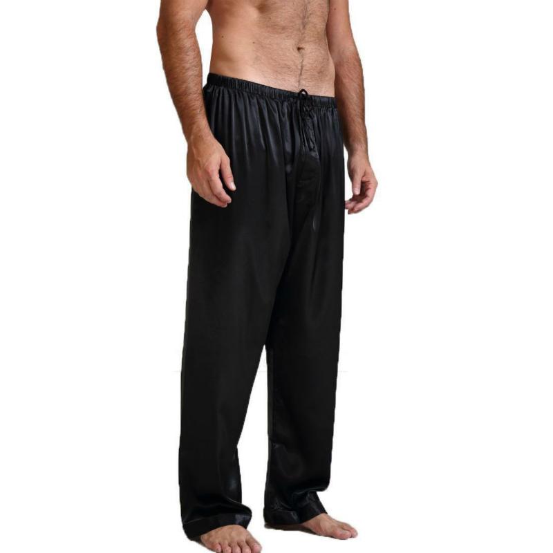 Áo Ngủ Đáy Nam Lụa Satin Bộ Đồ Ngủ Pyjamas Quần Phòng Chờ Quần Ngủ Đáy Dép Quần Mansleepwear