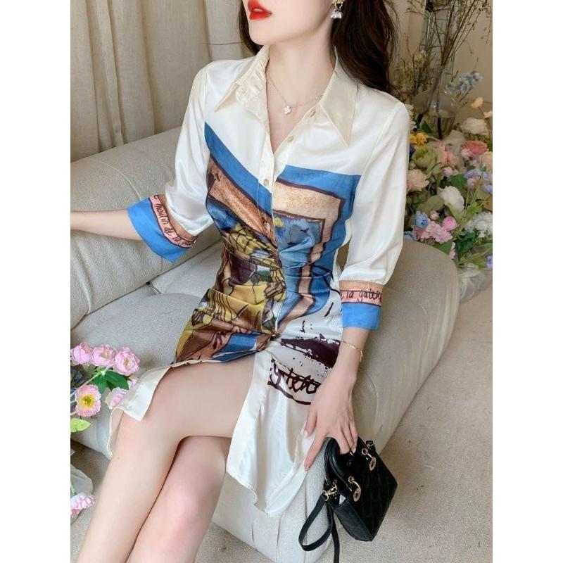 ĐẦM LỤA SƠ MI HỌA TIẾT