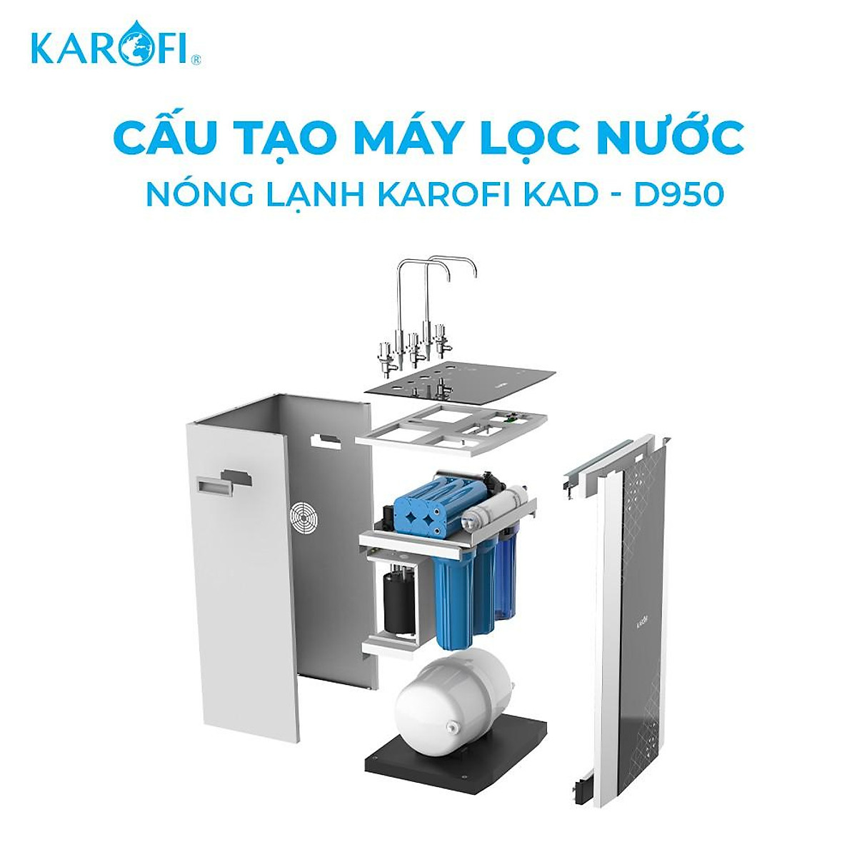 Máy lọc nước nóng lạnh 2 vòi Karofi KAD-D950 - Hàng chính hãng