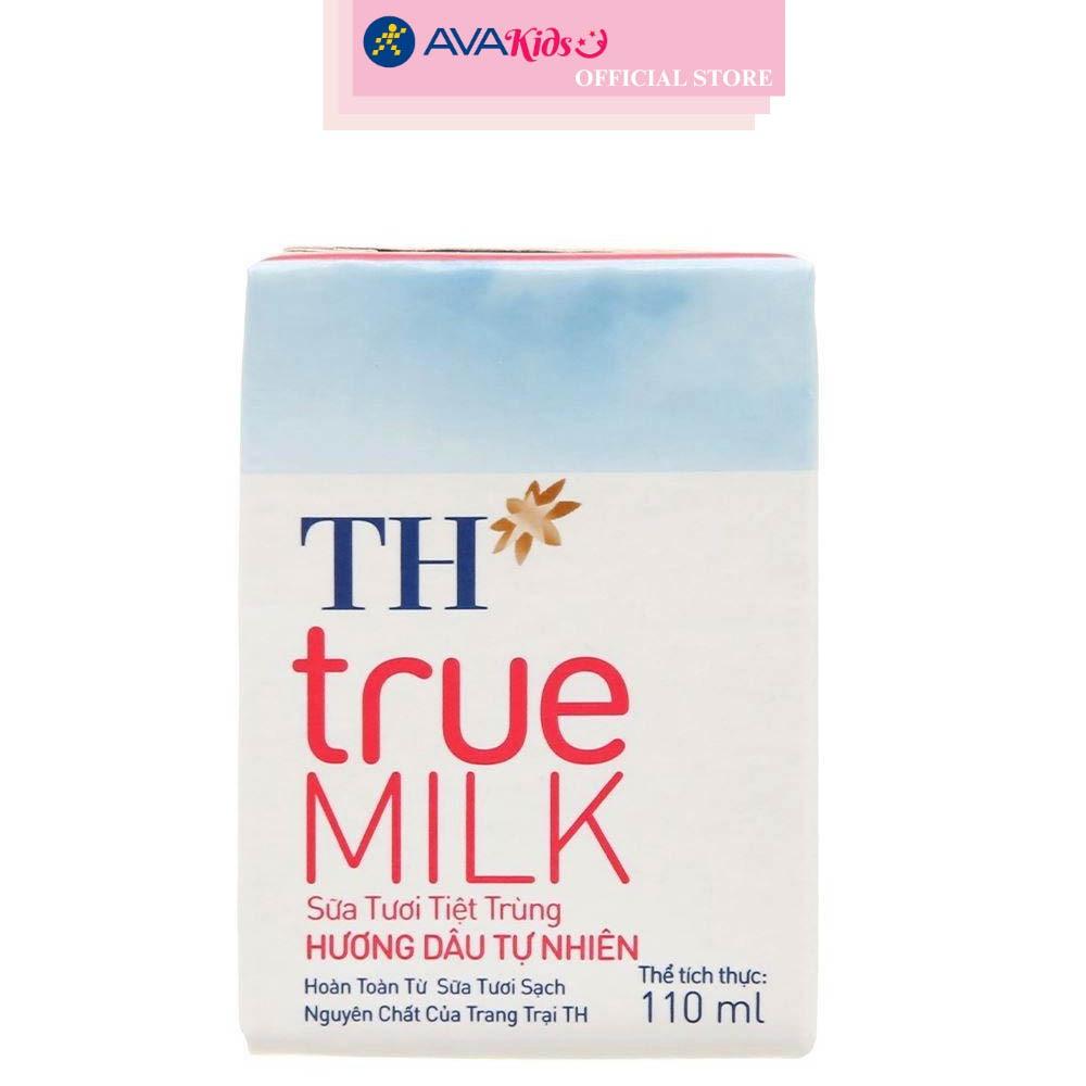 Thùng 48 hộp sữa tươi tiệt trùng TH true MILK có đường hương dâu 110 ml (từ 1 tuổi)