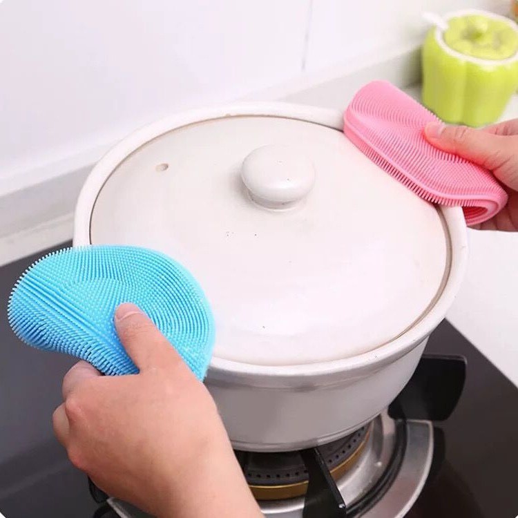 Combo 3 Miếng rửa bát bằng silicon tiện dụng giao màu ngẫu nhiên