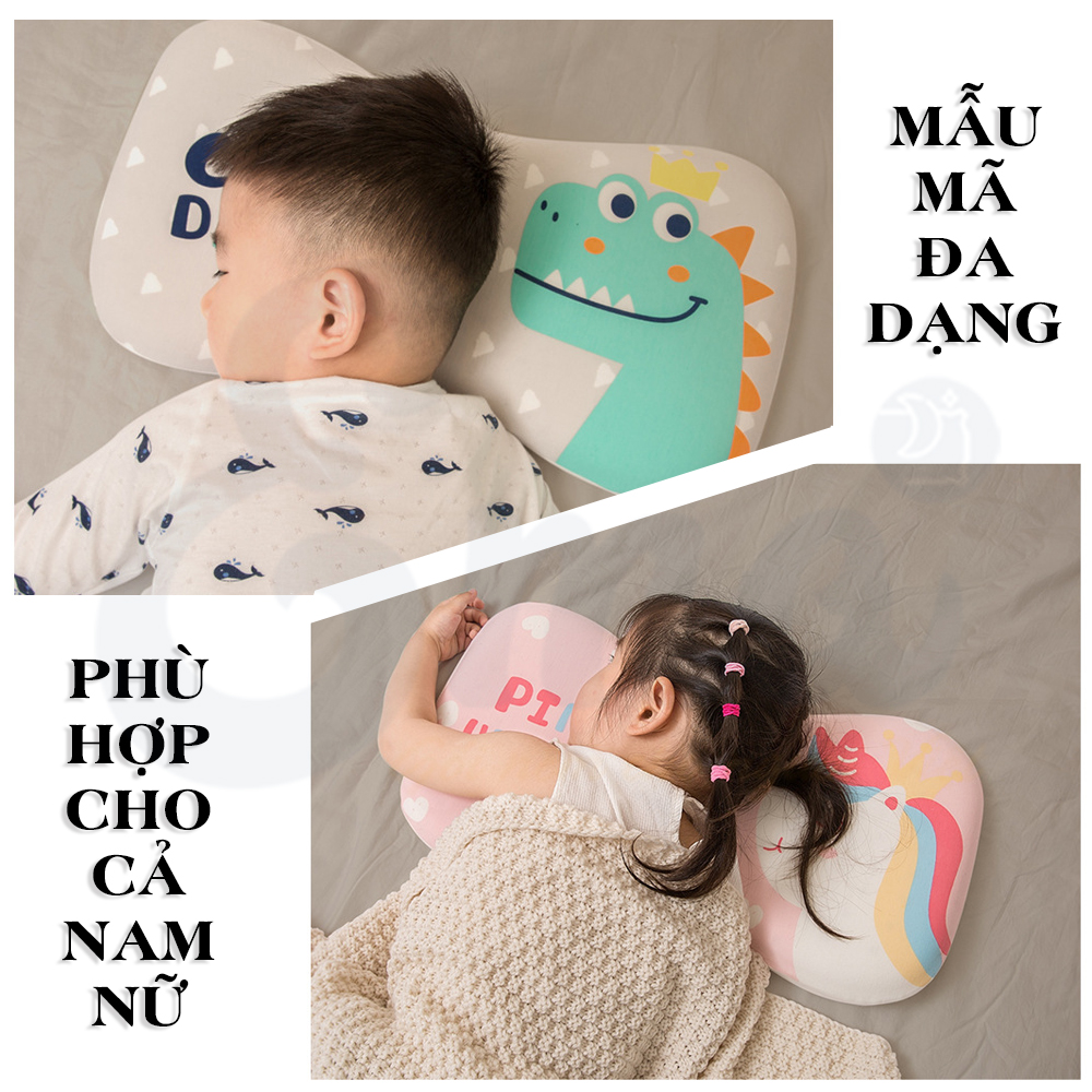 Gối cao su non trẻ em thiết kế công thái học cho bé từ 1-6 tuổi - Hàng cao cấp với ruột gối đục lỗ thoáng khí