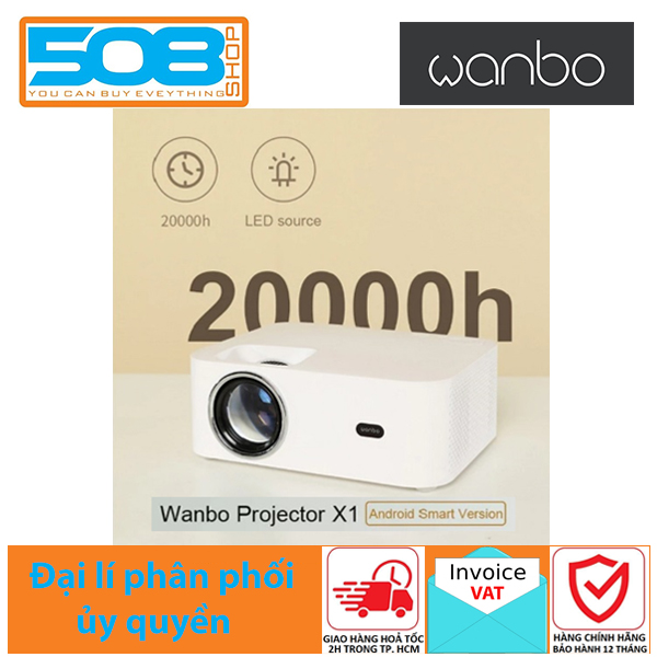 Máy chiếu mini Wanbo X1 Pro-Android 9.0 hỗ trợ điện thoại di động và máy chiếu 4k xem phim đồng thời (kết nối WiFi) - Hàng chính hãng