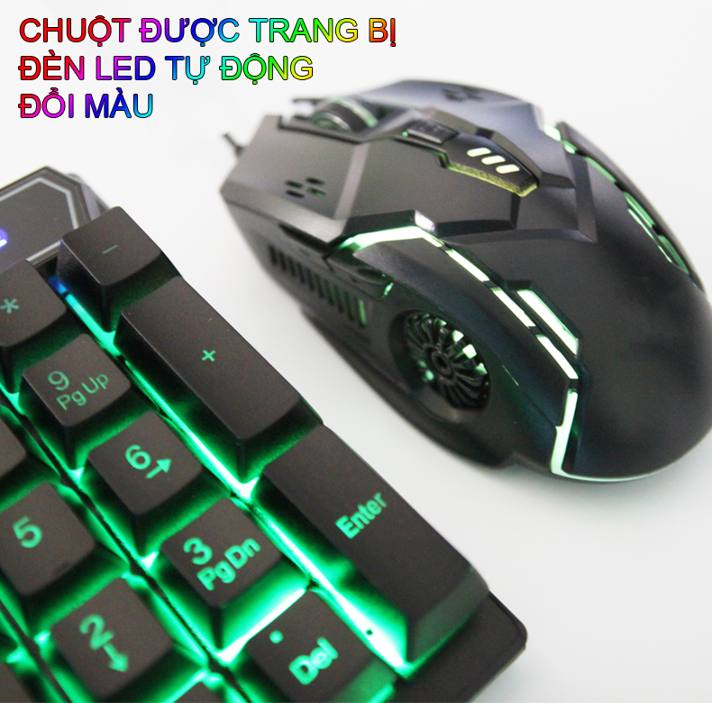 Bộ bàn phím chuột HUYLONG HL-2145 giả cơ chuyên game đèn led 7 màu xuyên phím - HÀNG CHÍNH HÃNG