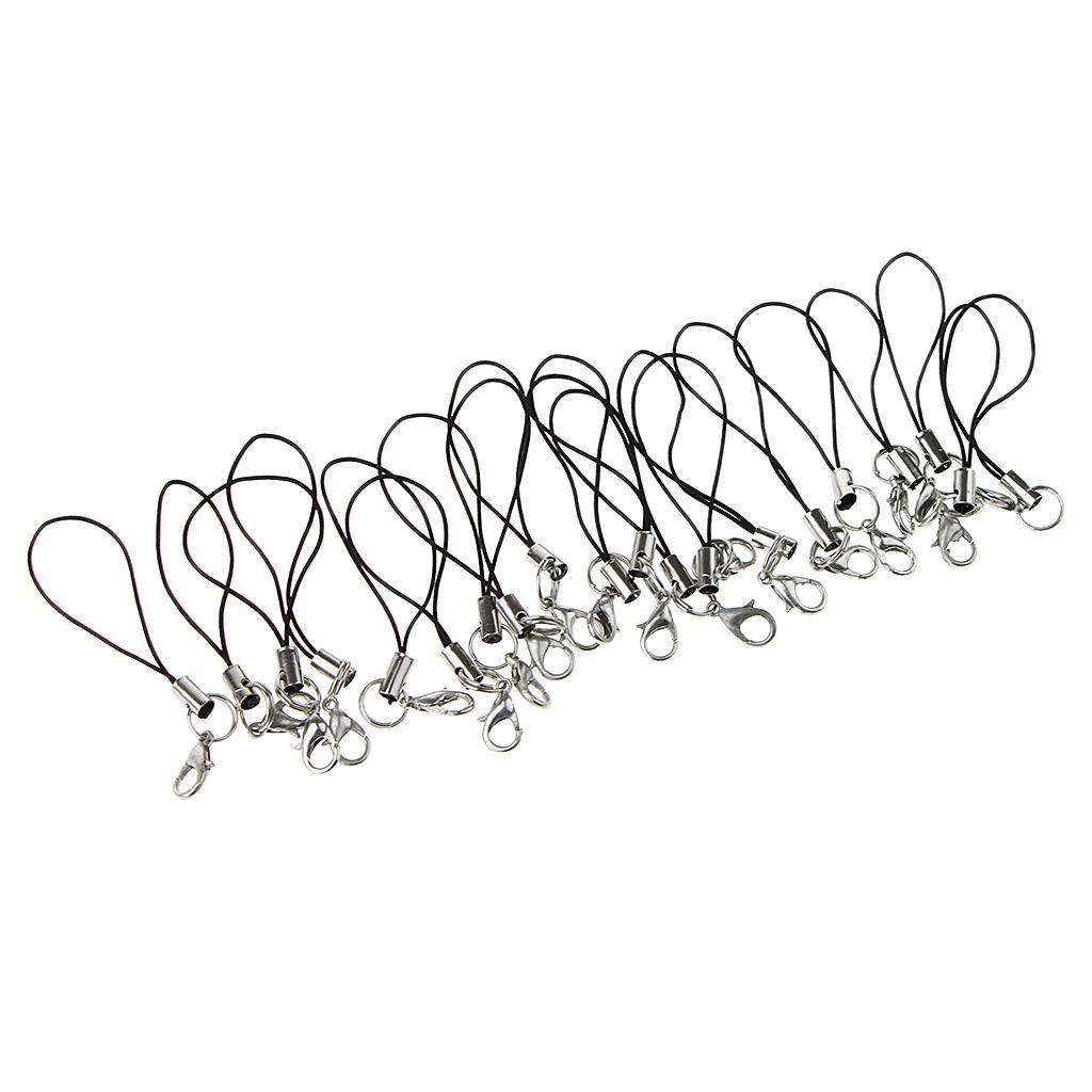 3-5pack 20pcs DIY Mobile Cellphone Keychain Lanyard Charms DIY Rope Black