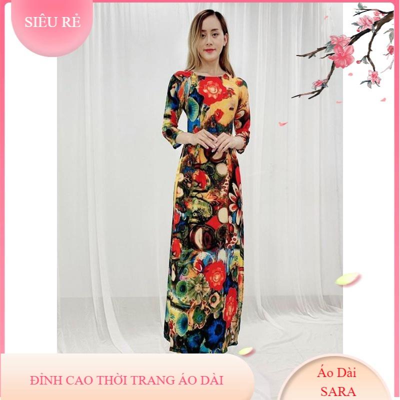 SET ÁO DÀI IN HỌA TIẾT HOA SẮC MÀU