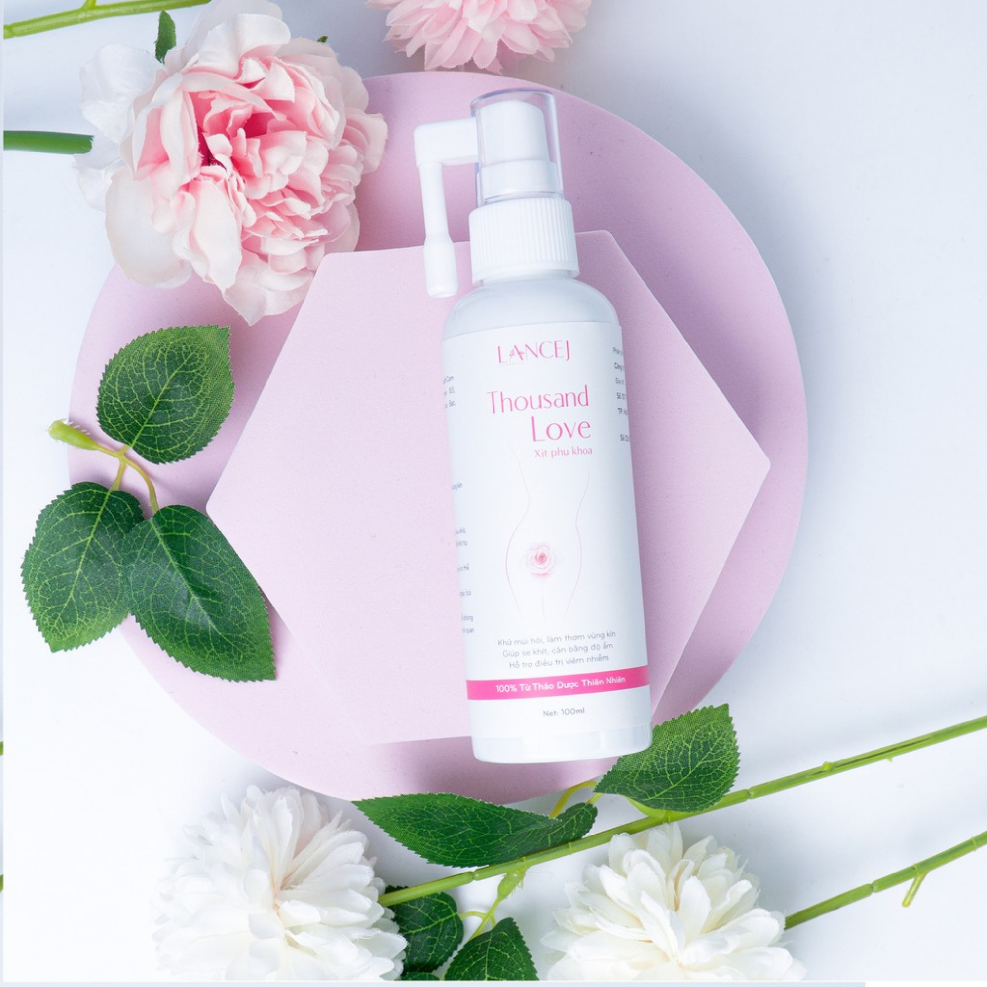 Bộ Đôi Vệ Sinh Phụ Khoa THOUSAND LOVE 100ml, Xịt Khử Mùi Hôi, Serum Chăm Sóc Da, Cân Bằng PH