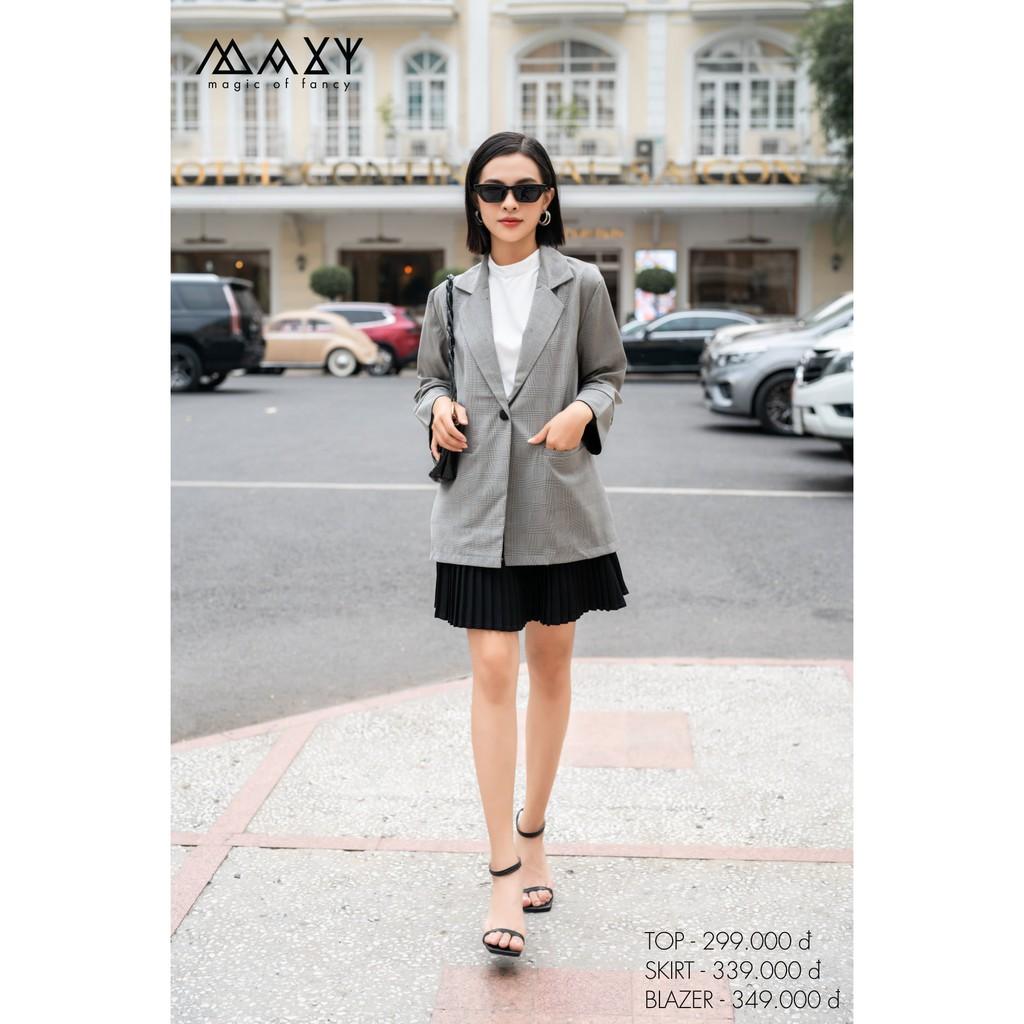 Áo khoác blazer phong cách Hàn Quốc grey caro blazer Maxy Workshop