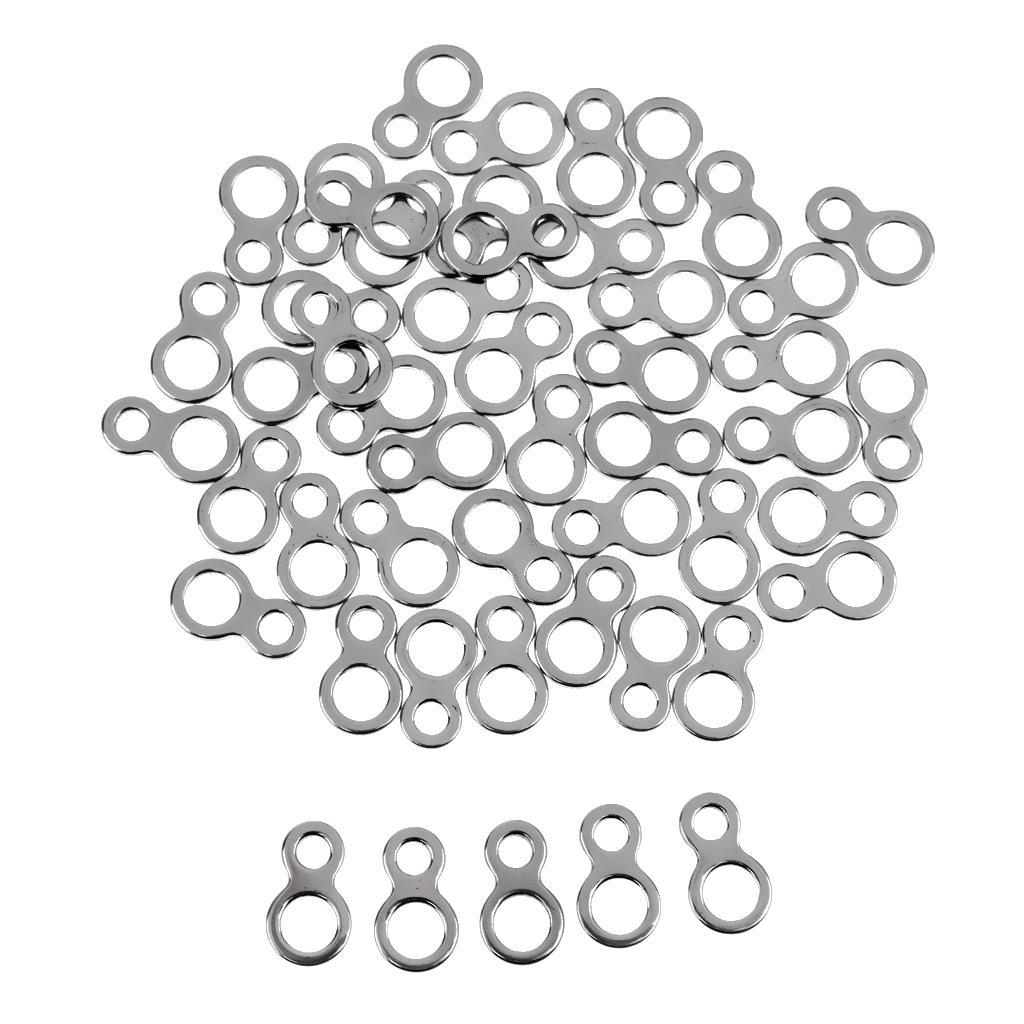 100Pcs Steel Figure 8 Solid Ring Assist Hook for Jig Fishing Tackle 2 Size