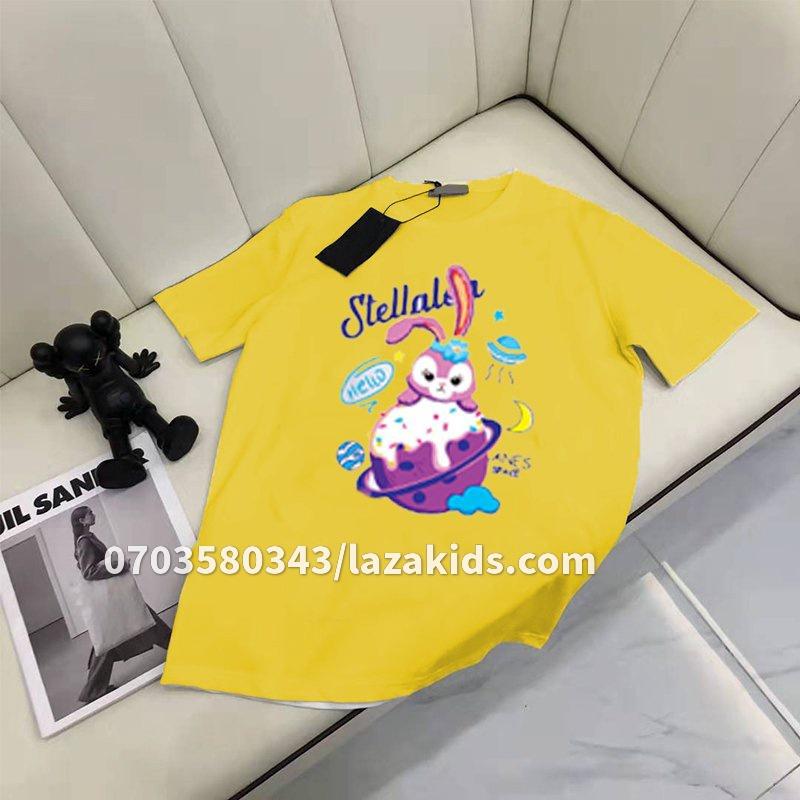 Áo thun cộc tay 2023 cho bé gái chất cotton, áo phông trẻ em unisex form rộng thấm hút mồ hôi chất xịn LAZAKIDS