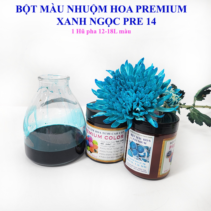 Gói Bột Nhuộm Hoa Tươi Màu Xanh Ngọc PREMIUM nhuộm trên 250 cành hoa, 1 gói pha 1.5L màu Công Nghệ Israel cải tiến mới