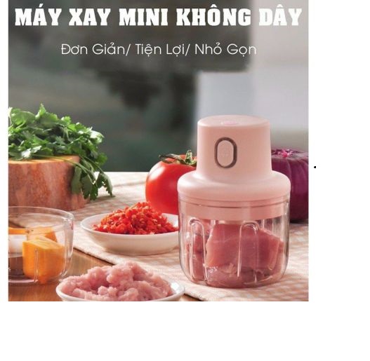 Máy Xay Củ Quả, Xay Tỏi Đa Năng 250Ml 45W Dùng Pin Sạc