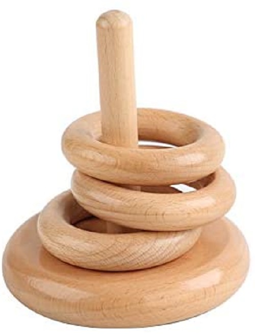 3 vòng gỗ trên trục thẳng đứng - Three Discs on a vertical Dowel-wooden color