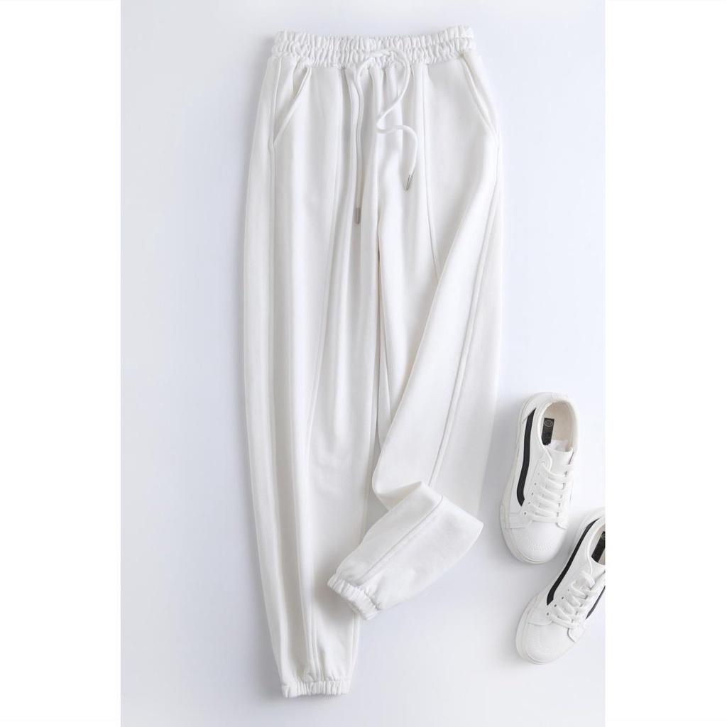 Quần jogger nữ bo gấu gân giữa vải thun da cá - Quần Harem lưng cao ống rộng phong cách Ulzzang bo gấu gân giữa