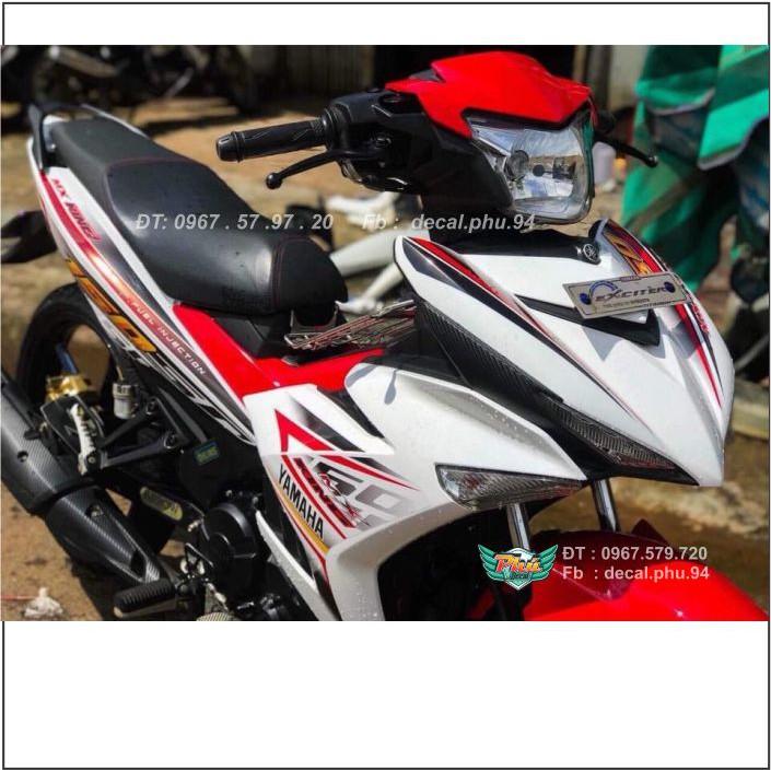 Tem Exciter 150 Trắng đỏ đen Mẫu mới