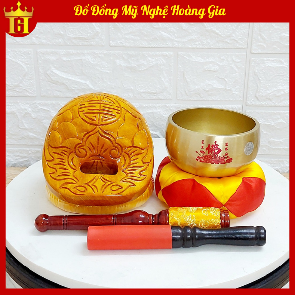 Bộ chuông đồng mõ huế tụng kinh 4in hàng cao cấp